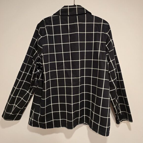 Trench Jacket Coat Women XL Reversible Black Plaid Solid Hunting Country Capsule - Picture 6 of 9